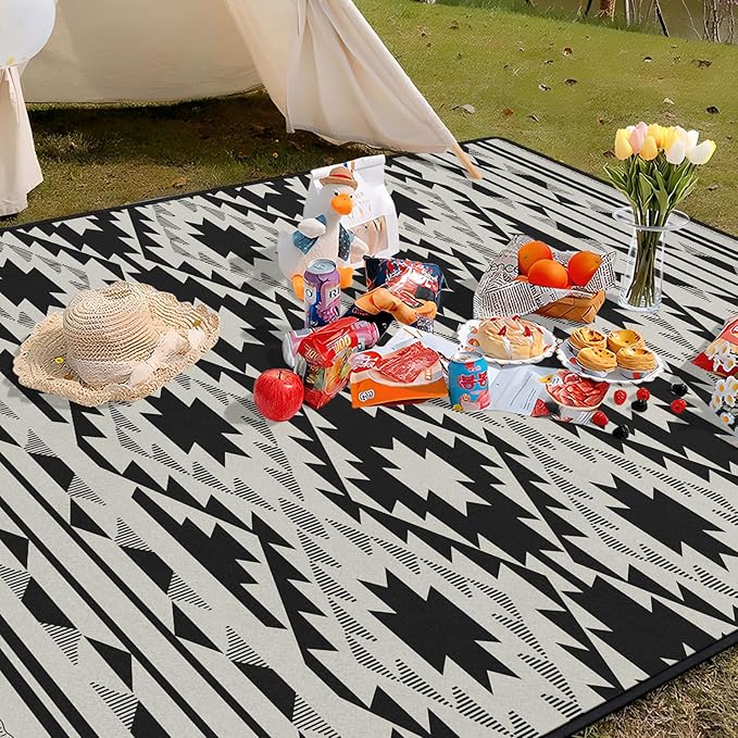 Boho Picnic Blankets Waterproof Foldable, 60″X80″ Thick Three Layer Picnic Mat Tribal Outdoor Blanket for Grass, Beach Blanket Sandproof Picnic Accessories for Camping Party Park Patio