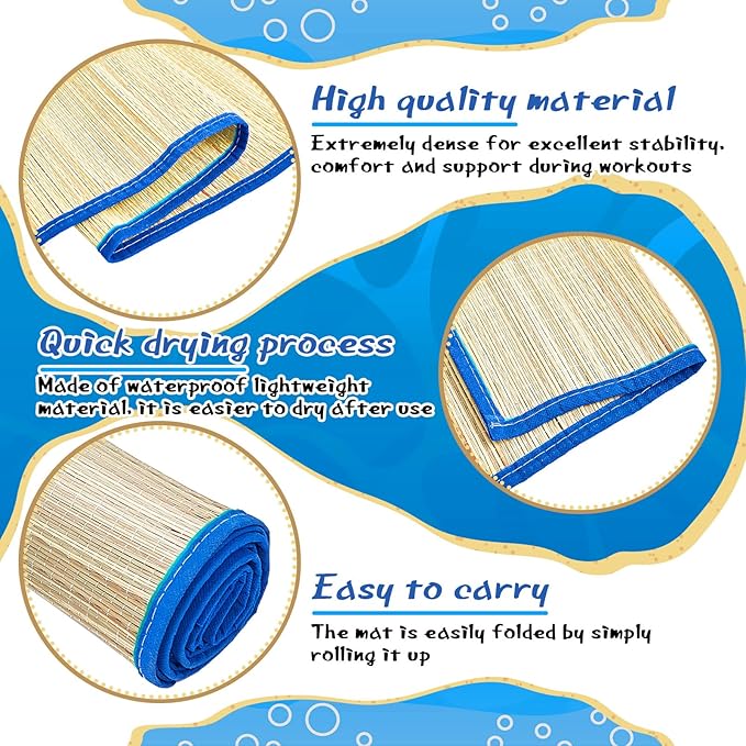 Qunclay 4 Packs Straw Beach Mat Waterproof Non Slip Straw Mat Foldable Lightweight Picnic Mat with Trim for Camping Sunbathing Picnic Floor Yoga