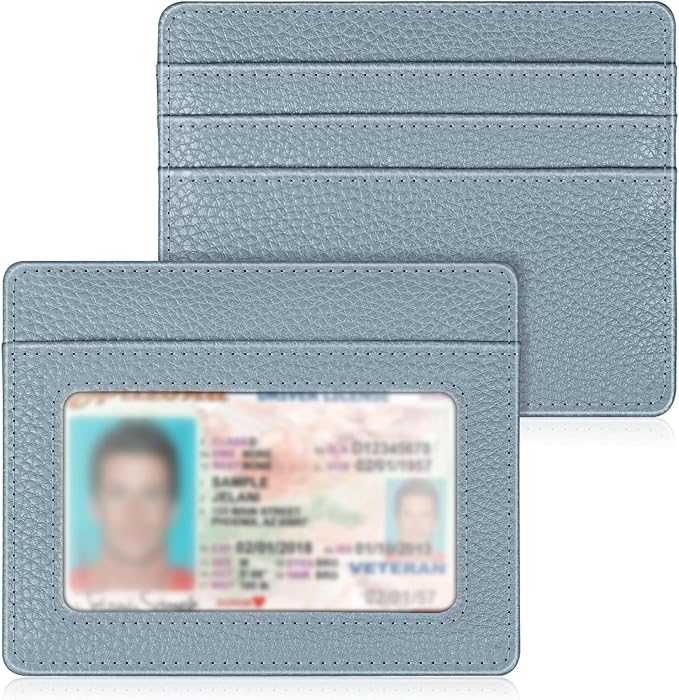 FINTIE Slim Minimalist Front Pocket Wallet, RFID Blocking Credit Card Holder Card Cases with ID Window for Men Women, Ice Blue
