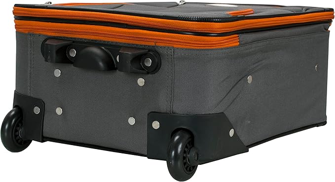Rockland Fashion Softside 2 Piece Luggage Set, Expandable, (14" Tote/19" Upright), Charcoal