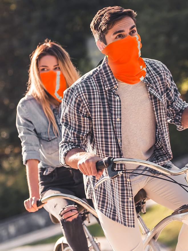 SATINIOR 8 Pcs Neck Gaiter Face Mask, Reflective Summer UV Protection Cooling Scarf Neon Breathable Bandana for Men Women