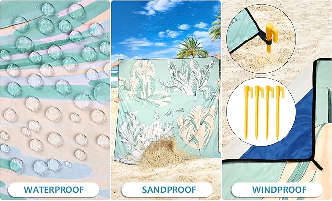 HIHOHO Beach Blanket Waterproof Sandproof Extra Large Beach Mat 79" X 83"/120"x108"for 1-8 Adults Quick Drying Durable Outdoor Picnic Mat for Beach Travel Camping Hiking