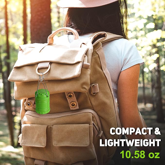 4-Pack Mini LED Green Camping Lanterns, Portable Camping Lights, Outdoor Handled Lamps, Essential Emergency Lights for Power Outages, Hiking, Hurricane