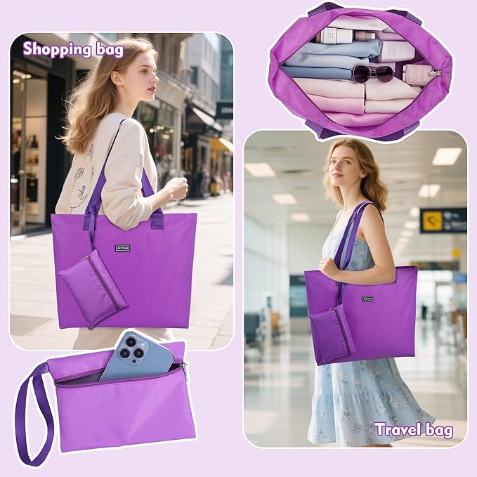 AOTIAN Heavy Duty 20 Liter Reusable Grocery Bags, Thickened Tear-Resistant Polyester Fabric Foldable Machine Washable Shopping Bags, Zipper Closure Water-Resistant Large Tote Bag Travel Gym Beach Bag