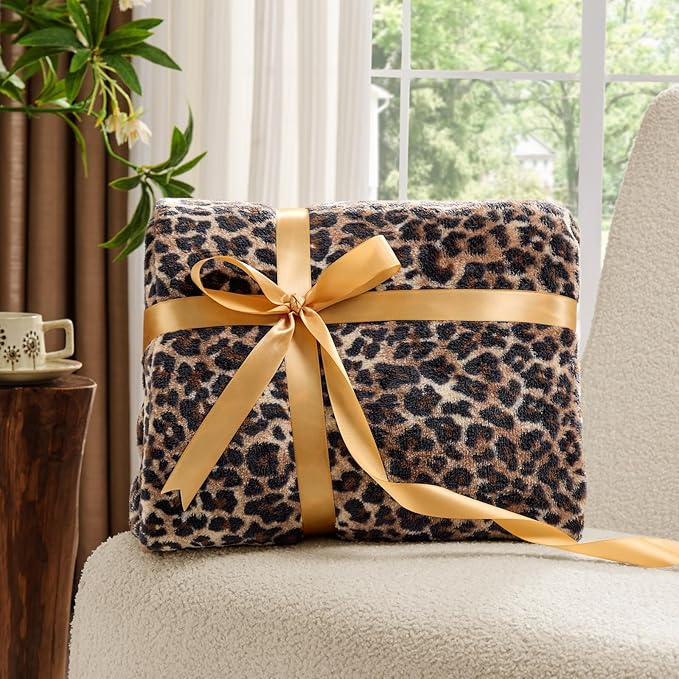 BEDELITE Fleece Blanke for Couch & Bed Leopard Print Throw Blanket – Soft Cheetah Blanket, Cozy Lightweight Fleece Animal Print Throw, 60"x 80", Dark Brown