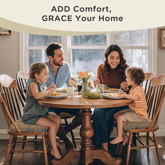 AddGrace Chair Cushions for Dining Chairs Set of 2 Kitchen Seat Cushions with Ties and Non Slip Backing Tufted Indoor Seat Pad for Kitchen Dining Room 18" x 17" x 3" Light Brown