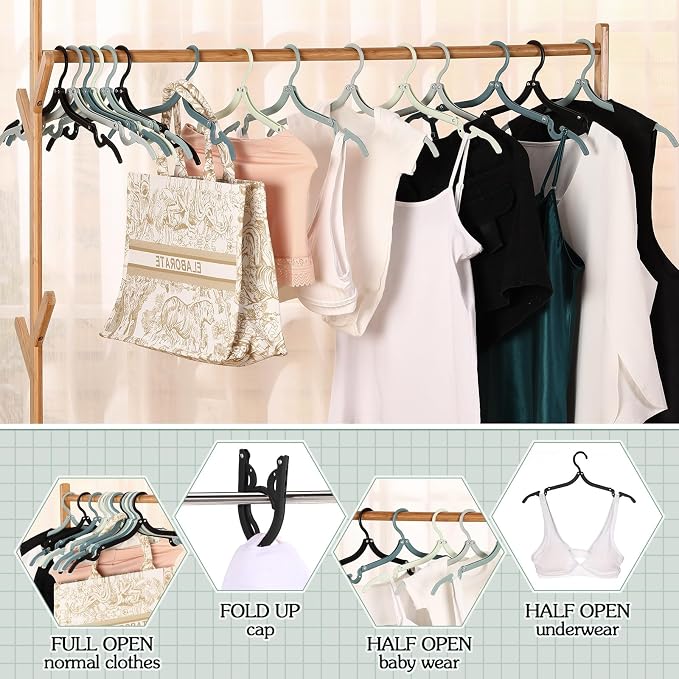Teenyyou 15 Pcs Travel Hangers Cruise Ship Essentials Foldable Portable Plastic Vacation Hangers Non Slip Clothes Drying Rack Travel Accessories for Dormitory School Hotel Laundry (Vintage Color)