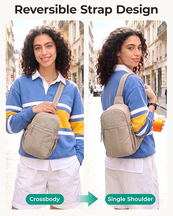 BAGSMART Small Crossbody Bags for Women, Puffer Sling Bag Fanny Packs, Purses Hobo Handbag for Daily Travel Hiking