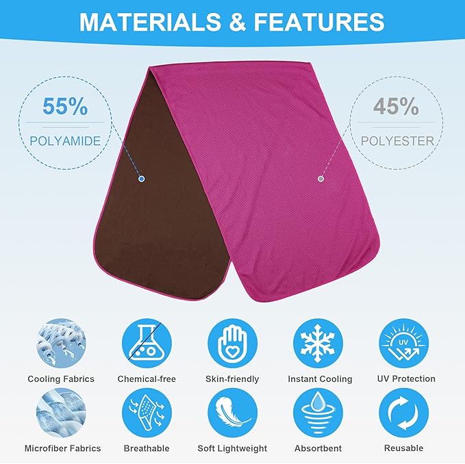 4 Pack Cooling Towels for Neck and Face(40"x12"), Cooling Neck Wraps, Ice Towel for Hot Weather, Soft Breathable Gym Towel, Cool Towel for Workout, Camping, Yoga, Sport, Running