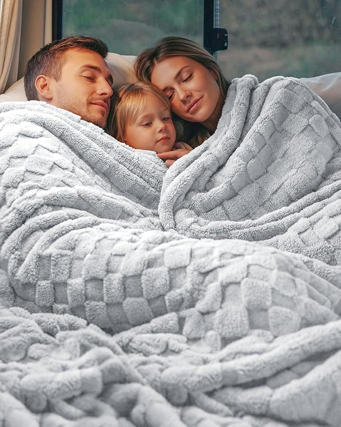 Utopia Bedding Cool Grey Checkered Fleece Queen Blanket for Couch, Bed, Soft Plush Cozy Blanket for Women and Men Home Decor, Ultra Comfy Travel-Friendly Bed Throws for Relaxation, 90x90 Inches