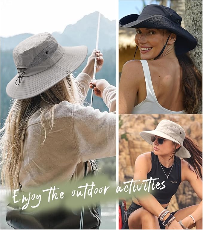 FURTALK Womens Sun Hat with Ponytail Hole Beach Hiking Summer Wide Brim UPF 80+ Outdoor Protection Foldable Bucket Hat