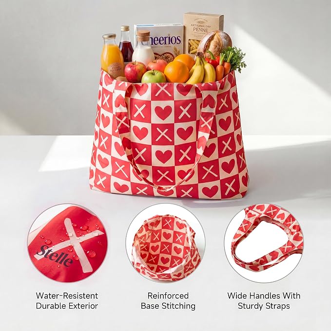 Stelle Lightweight Reusable Grocery Bag with Handles Ripstop Nylon Foldable Tote Shopping Bags for Travel and Groceries