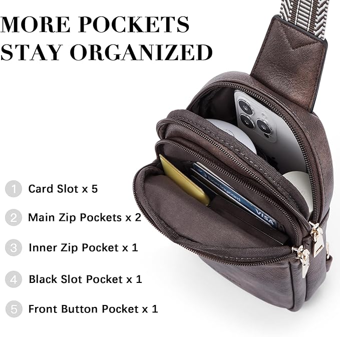 BOSTANTEN Sling Bag Crossbody Bags for Women Trendy Crossbody Purse Leather Chest Bag