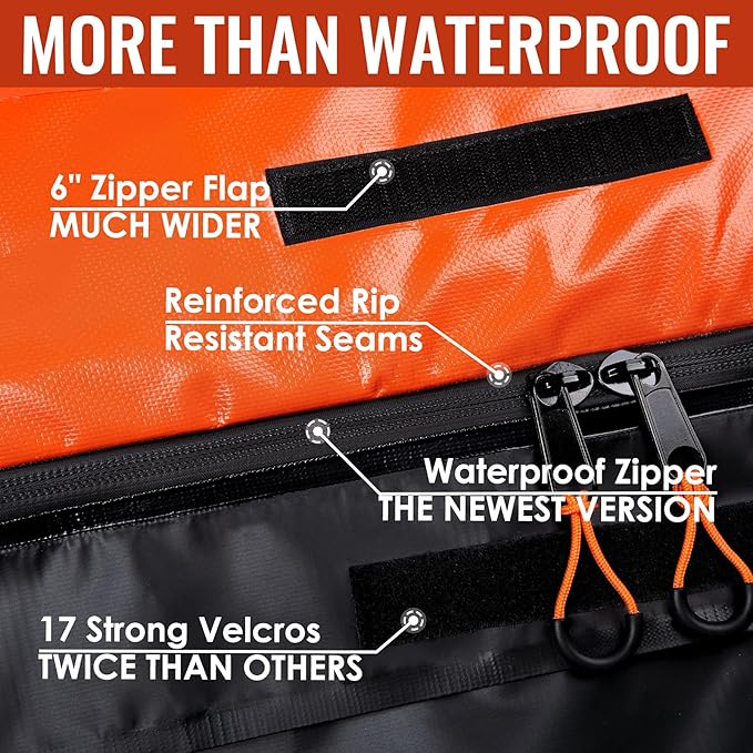 Car Rooftop Cargo Carrier Bag, 15 Cubic Feet Waterproof Heavy Duty 840D Car Roof Bag for All Vehicle with/Without Racks - Anti-Slip Mat, 6 Door Hooks, Storage Bag, 2 Extra Straps, Luggage Lock
