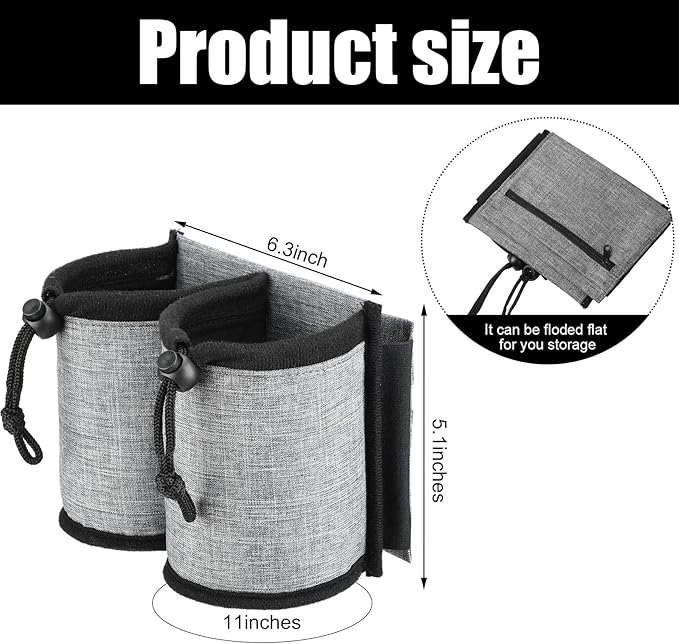 Luggage Cup Holder Travel Essentials Cup Holder, Hands-Free Drink Holder with 2 Coffee Mugs Tightening Drawstring, Accessory for Flying & Travelers - Travel Luggage Accessories by YSCEN (Purple)