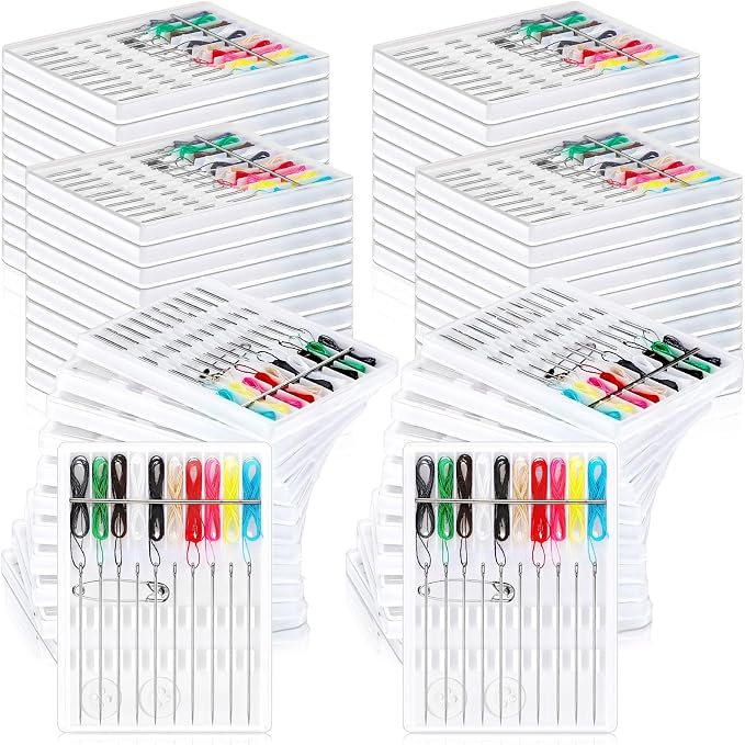 Leyndo 60 Boxes Quick Fix Sewing Kit Pre Threaded Needle Travel Kit Personal Needle and Thread Mending Sewing for Christmas Cloth Repairing Home Necessities(Assorted Color,10 Threads)