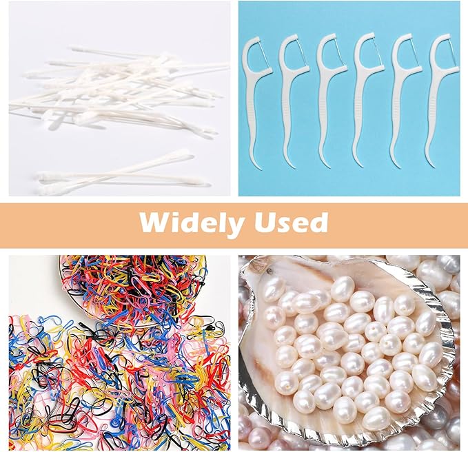 4 Pcs Travel Cotton Swab Holder, Portable Floss Pick Holder, Clear Dustproof Travel Qtips Case with Lid, Metal Cotton Ball Holders for Dental Floss, Hair Ties & Small Items (Black)