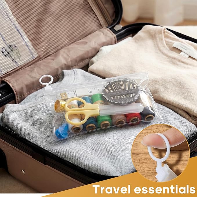 Travel Sewing Kit, Portable Emergency Sewing Repair Kit with Needles,Threads,Scissors,Tape Measure,Thimble & Threaders, Clear Zipper Pouch Sew Kit for Adults, Home,Office,Dorm,Business Trips & Gifts