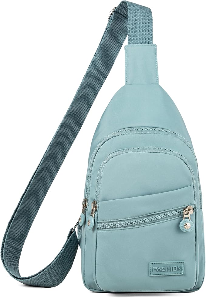 Banelu Small Sling Backpack Crossbody Bags for Women Men, Small Sling Bag Cross Body Bag Fanny Packs Crossbody Purses - Lights Blue
