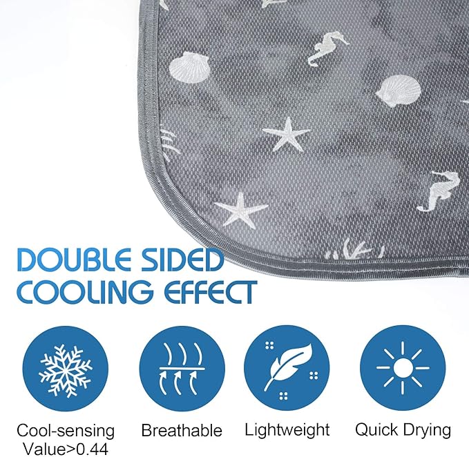 Ailemei Direct Cooling Blanket with Double Sided Cold Effect, Lightweight Breathable Summer Oversize Coastal Theme Bed Blankets, Transfer Heat to Keep Body Cool for Hot Sleepers Night Sweats, 90“x90”