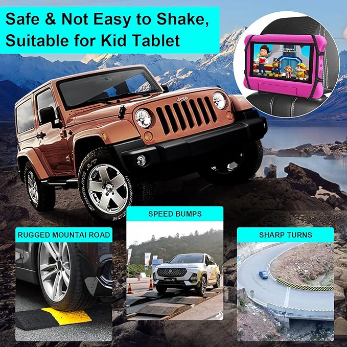 Car Tablet Holder,Car Headrest Mount Holder for Car Back Seat with Silicone Holding Net and Anti-Slip Strap,Angle-Adjustable Fits All 7-12.9" Tablets