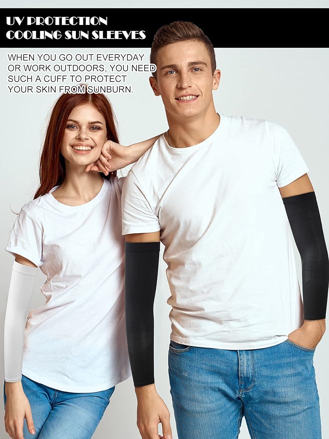 Bememo 16 Pairs UV Sun Protection Arm Sleeves for Men Women Cooling Arm Sleeves for Sports Workouts Tattoo Covers