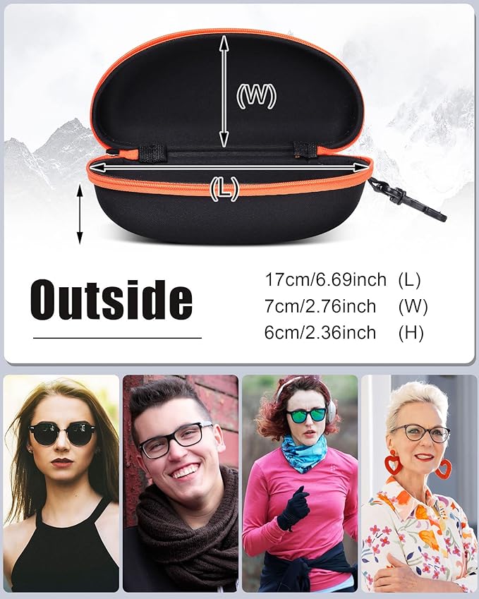 Treela 24 Pcs Sunglasses Case Portable Travel Hard Shell Zipper Frame Summer Eyeglasses Case with Plastic Hook for Women Men