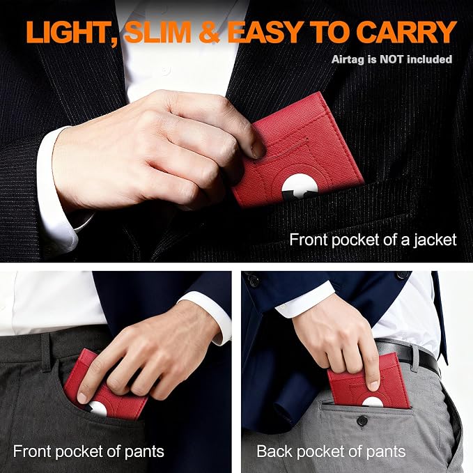 Wallet for Men Slim RFID Blocking Bifold Carbon Fiber,Minimalist Small Compact Front Pocket Credit Card Holder,Thin Mens Leather Wallets Smart Security With 2 ID windows 1 Cash (Cross Red)
