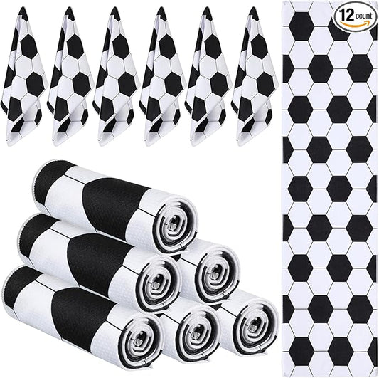 Peryiter 12 Counts Mini Cooling Towel, 30" x 9" Baseball Softball Soccer Golf Sweat Towel, Breathable Chilly Rag, Microfiber Sport Rags for Team Gym Running Coach Gift