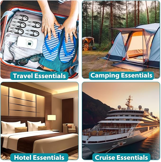 15 Pcs Travel Hangers with 30 Clips Portable Foldable Travel Hanger Organizer, Plastic Cruise Ship Essentials 2026 Clothes Hanging Rack Folding Hangers for Travel Camping Fly RV Europe Suitcase Black