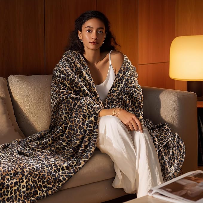 BEDELITE Fleece Blanke for Couch & Bed Leopard Print Throw Blanket – Soft Cheetah Blanket, Cozy Lightweight Fleece Animal Print Throw, 60"x 80", Dark Brown