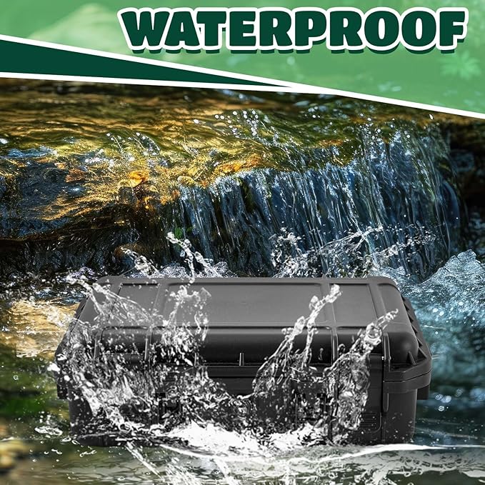 Relaxweex 1 Pcs Waterproof Hard Case with DIY Customizable Foam Insert Portable Protective Case with Knife for Camera Drones Equipments Tools Test Instruments(Black,18.3 x 13.4 x 7.2 Inch)
