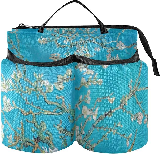 Luggage Cup Holder for Suitcases Free Hands Suitcase Cup Holder Travel Luggage Drink Holder Portable Luggage Cup Caddy Bag Carrier with Handle Van Gogh Apricot Flowers