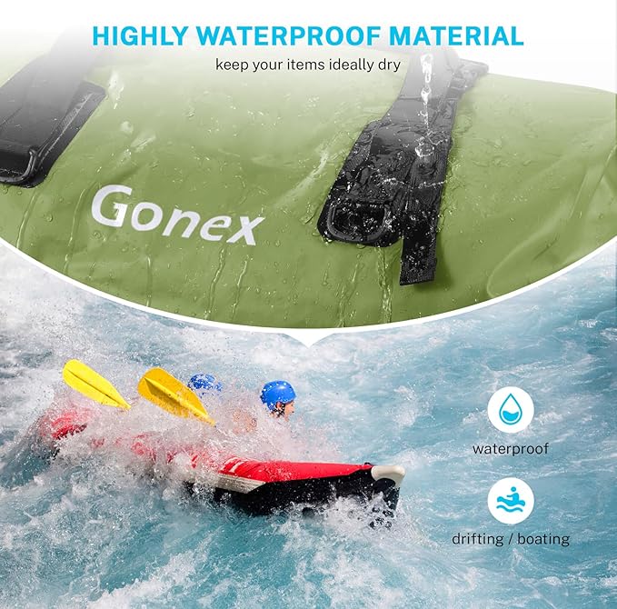 Gonex Extra Large Waterproof Duffle Travel Dry Duffel Bag Heavy Duty Bag with Durable Straps & Handles for Kayaking Paddleboarding Boating Rafting Fishing