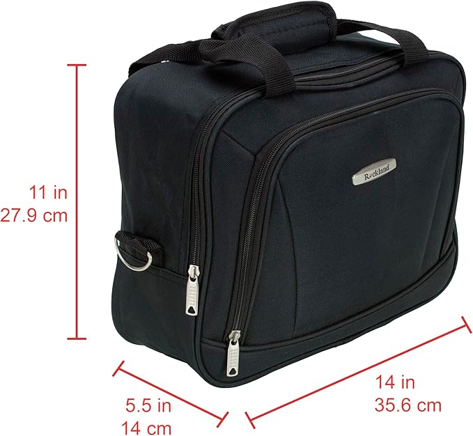 Rockland Fashion Softside 2 Piece Luggage Set, Expandable, (14" Tote/19" Upright), Black Gray