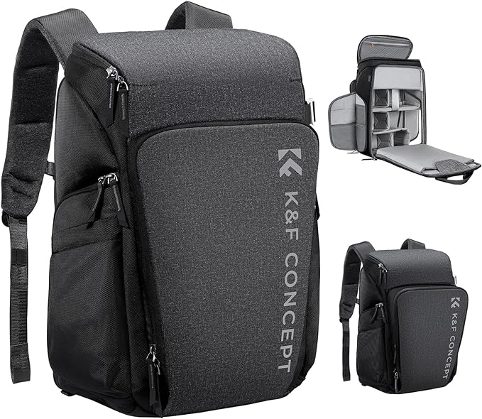 K&F CONCEPT Professional Camera Backpack, Large Photography Backpack Expandable to 25L, Quick Access&Water Resistant Camera bags with Rain Cover&Tripod Holder for Canon/Nikon/Sony/DJI/DSLR Mirrorless