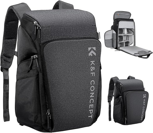 K&F CONCEPT Professional Camera Backpack, Large Photography Backpack Expandable to 25L, Quick Access&Water Resistant Camera bags with Rain Cover&Tripod Holder for Canon/Nikon/Sony/DJI/DSLR Mirrorless
