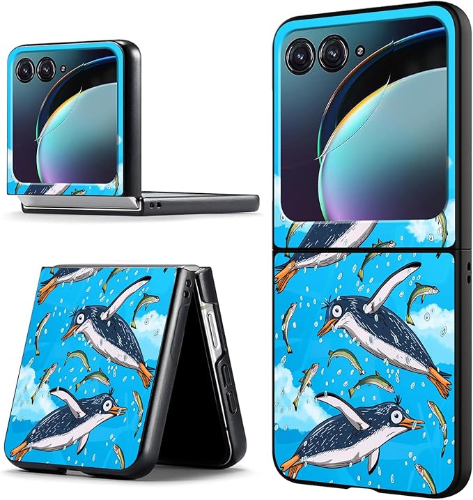 for Motorola Moto Razr 2024 Case,Moto Razr 50 Phone Case Cute Slim Hard PC Ultra-Thin Anti-Scratches Shockproof Protective Cover,Cartoon Penguin