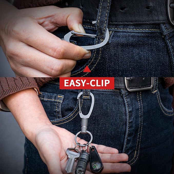 FEGVE Titanium Quick Release Swivel Keychain, Pull Apart Detachable Keychain Heavy Duty Car Key Holder with Key Rings