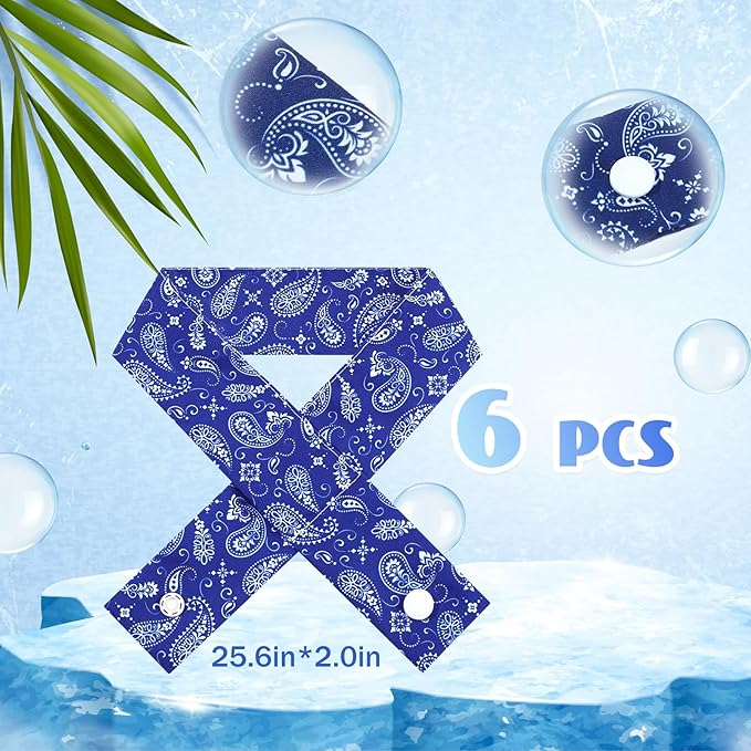 Xuhal 6 Pieces Cooling Neck Wraps Cooling Bandana Neck Cooler Ice Cooler Scarf for Women Summer Outdoor Sport Activity