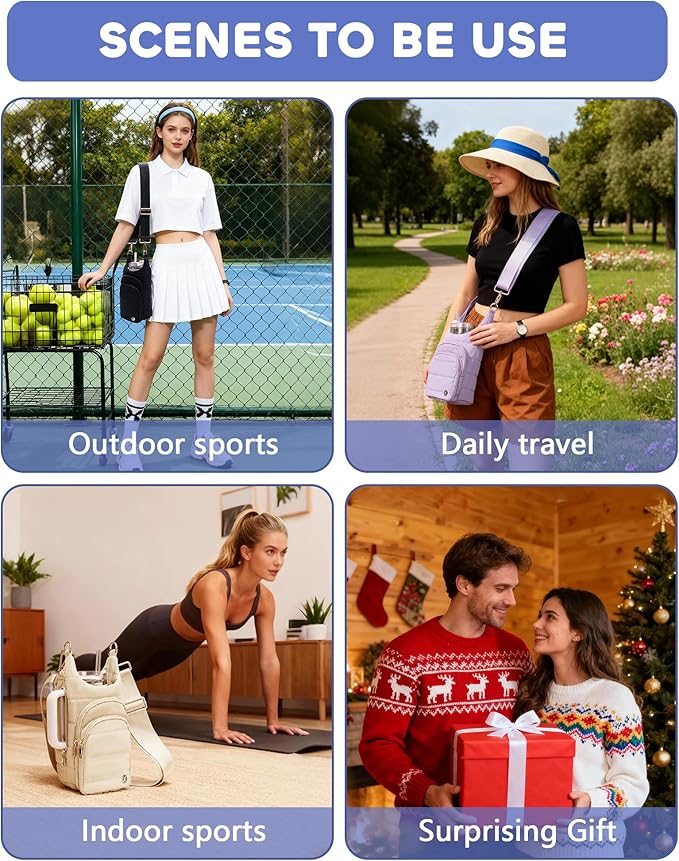 Water Bottle Holder with Strap for 30/32 oz, Crossbody Water Bottle Carrier Bag with RFID Blocking Phone Pocket