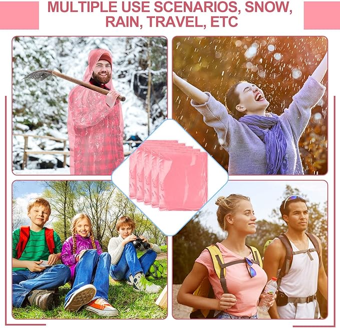 Handepo 150 Pack of Adult Rain Ponchos with Hood, Disposable Rain Ponchos, Plastic Raincoat Poncho for Adult Homeless