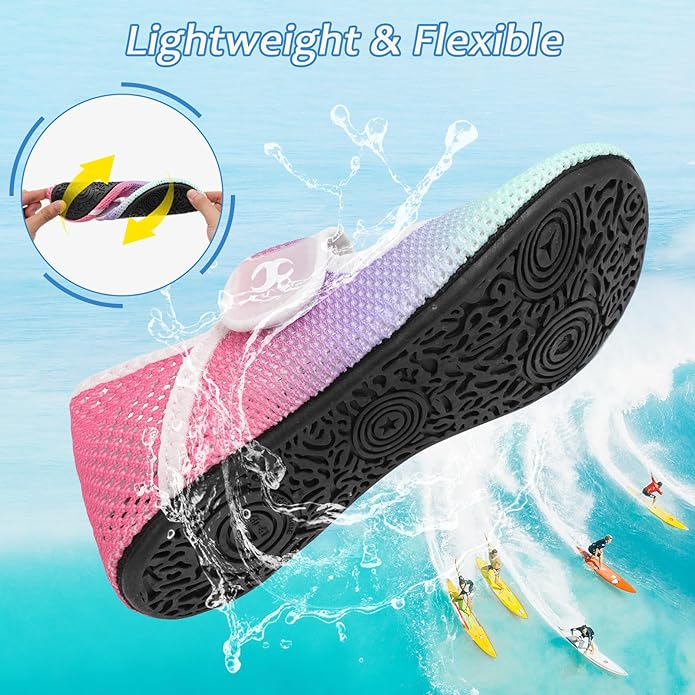 Water Shoes for Women Men Barefoot Beach Swim Aqua Socks Summer Wide Slides Sandals Quick Dry Pool River Sea Sock Shoes