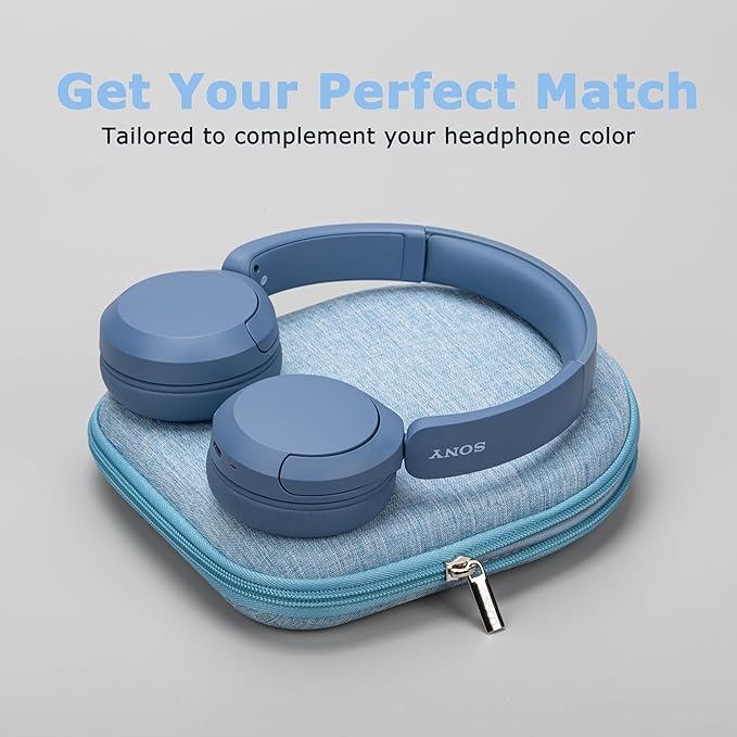 Ginsco Case Compatible with Sony WH-CH520 Wireless Headphones Bluetooth On-Ear Headset with Microphone, with JBL Tune 510BT/520BT/500BT Ultra-Slim Hard Shell Case for On Ear Headphones (Light Blue)