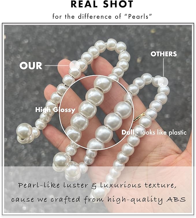 Purse Hook for Car, Cute Pearl Bag Hanger for Seat Headrest Organized, Girly Car Decor Accessories for Women
