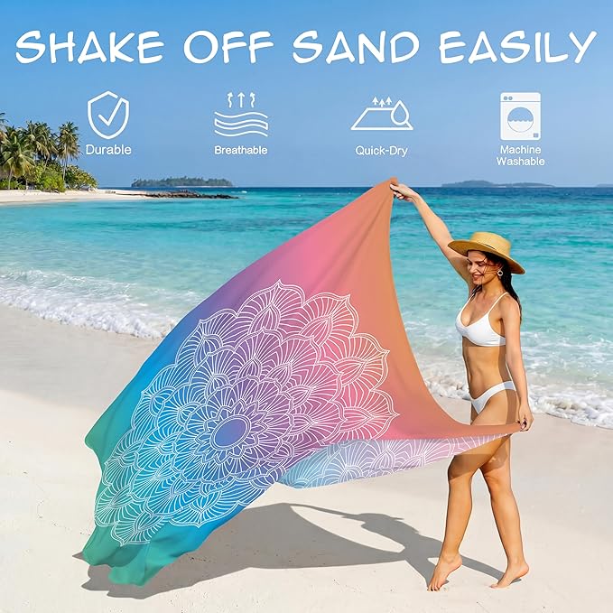 Aroveea Beach Blanket Waterproof Sandproof 1-7 Adult Oversized 78''X81''/10'X9' Lightweight Durable Compact Sand Free Beach Mat for Travel Camping Hiking Picnic Blanket