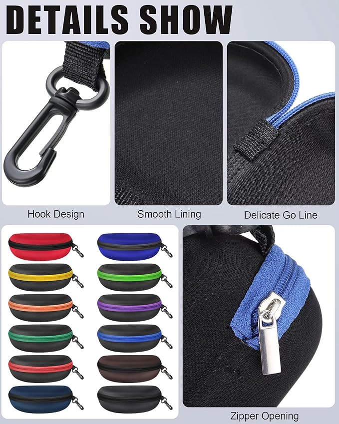 Weewooday 12 Pack Zipper Shell Sunglasses Case Hard Shell Eyeglasses Case Portable Travel Glasses Case for Men Women