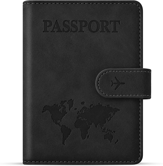 Passport Holder for Travel Essentials, Passport Wallet Cover Case for Travel Must Haves Accessories,Passport Book Holders for Women and Men BLACK (BLACK)