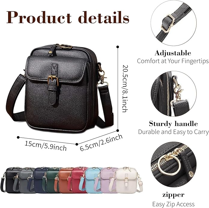 Leather Crossbody Bags for Women Travel Small Crossbody Purse Anti Theft Waterproof Bum Bag with Built in Wallet