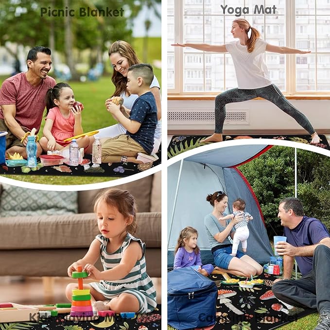 Supfitness Extra Large Picnic Blankets Waterproof Foldable (80 "x 80") Beach Blanket Waterproof Sandproof,3-Layer Thicking Mat Outdoor Packable Camping Blanket